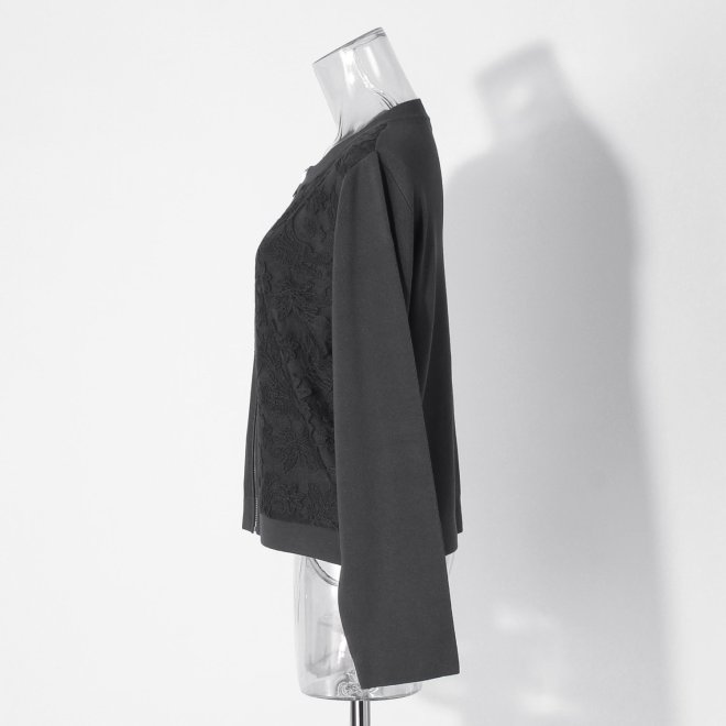 【COMING SOON】WLC オーガンジードラゴン刺繍ミラノリブ ブルゾン 詳細画像 グレー 2