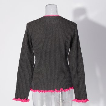 【COMING SOON】WLC フリルネック配色ニット 詳細画像