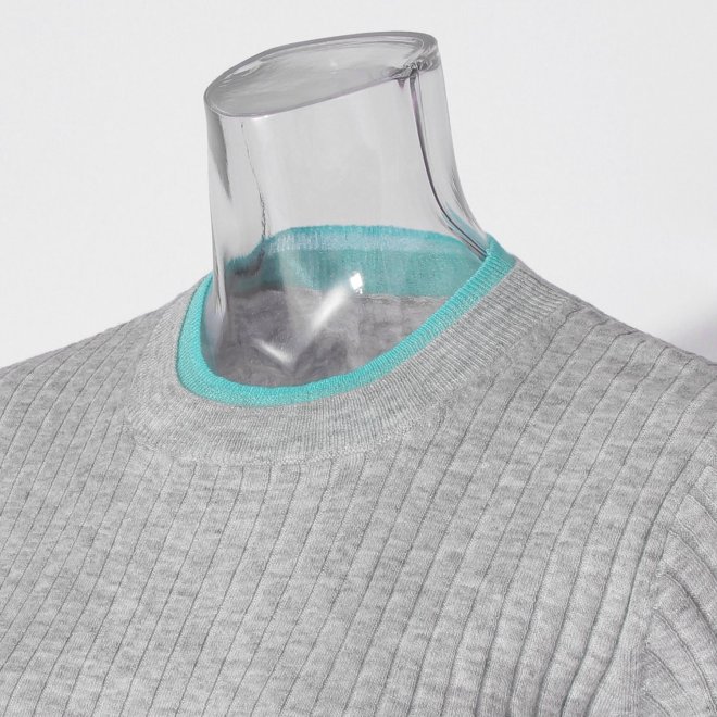 【COMING SOON】WLC フリルネック配色ニット 詳細画像 ライトグレー 2