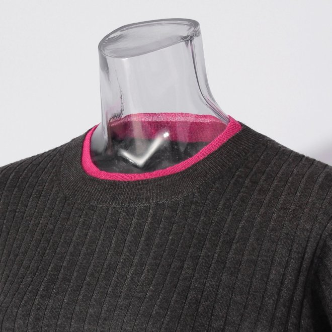 【COMING SOON】WLC フリルネック配色ニット 詳細画像 グレー 4