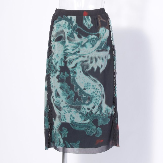 【COMING SOON】【オンライン・一部店舗限定カラー】Kisaragi dragon print スカート 詳細画像 【オンライン・一部店舗限定カラー】黒系マルチ 1