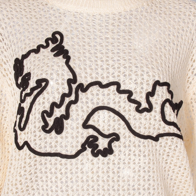 【COMING SOON】WLC ドラゴンコード刺繍メッシュニット 詳細画像 ホワイト 2