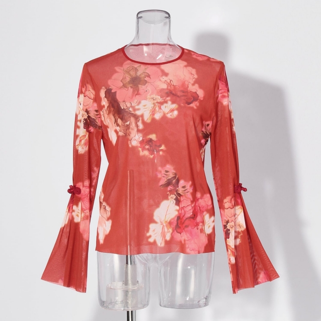 【COMING SOON】Flower flamingo print ブラウス