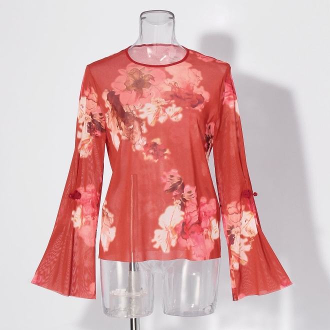 【COMING SOON】Flower flamingo print ブラウス 詳細画像 赤系マルチ 4