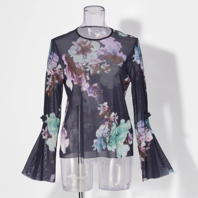 【COMING SOON】Flower flamingo print ブラウス 詳細画像 ブルー系マルチ 1