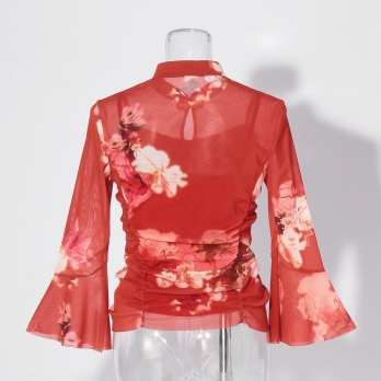 【COMING SOON】Flower flamingo print ブラウス 詳細画像