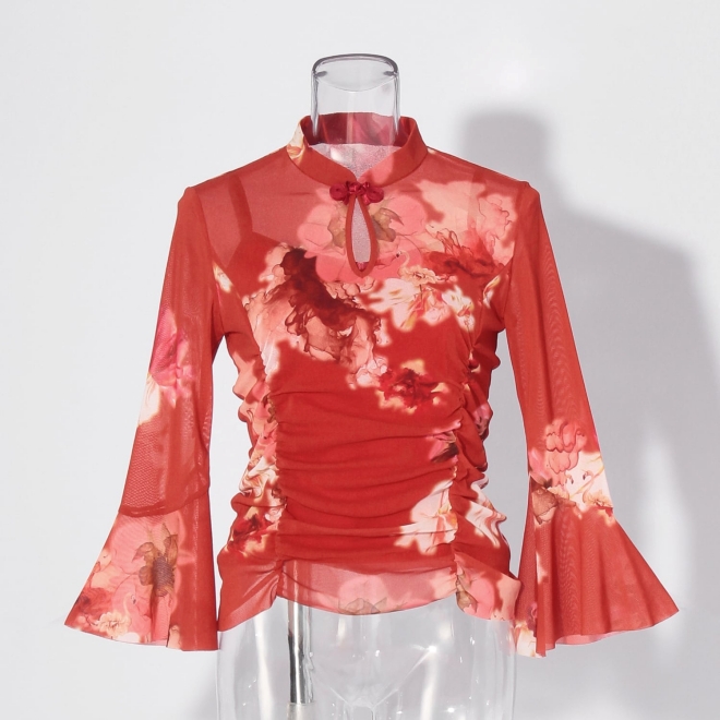 【COMING SOON】Flower flamingo print ブラウス