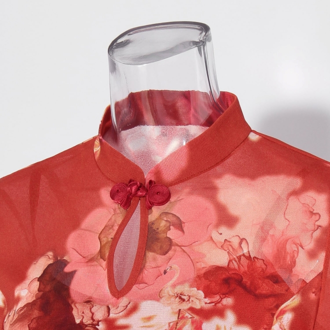 Flower flamingo print ブラウス 詳細画像 赤系マルチ 9