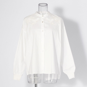 WL コーマコットンオーバーギャザー ブラウス 詳細画像