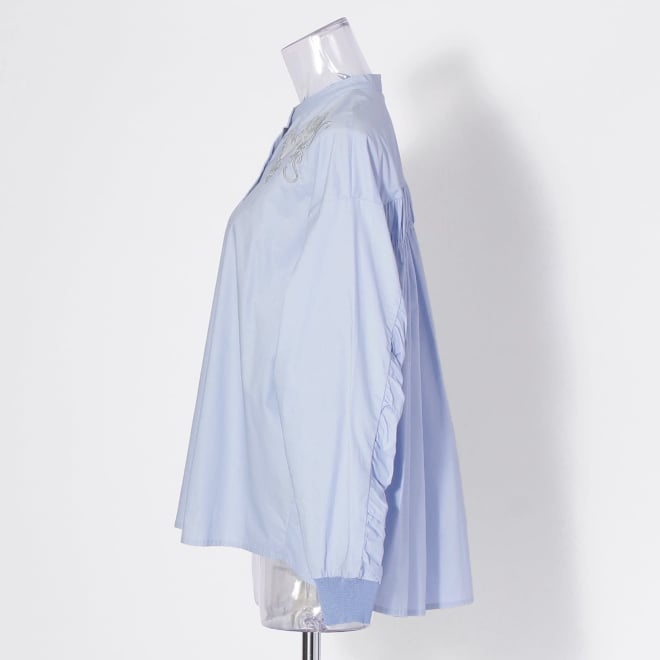 【COMING SOON】WL コーマコットンオーバーギャザー ブラウス 詳細画像 ライトブルー 2