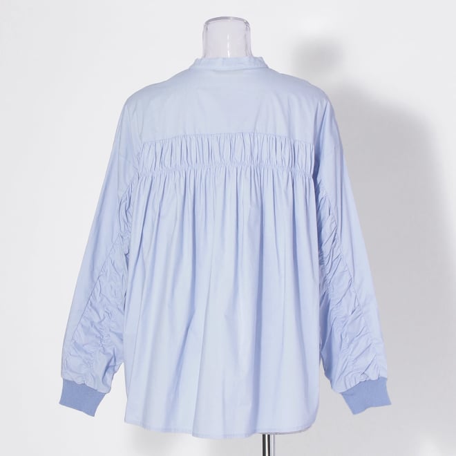 【COMING SOON】WL コーマコットンオーバーギャザー ブラウス 詳細画像 ライトブルー 3