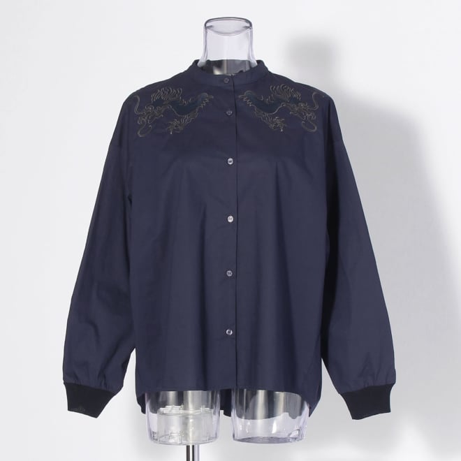 【COMING SOON】WL コーマコットンオーバーギャザー ブラウス 詳細画像 ネイビー 1