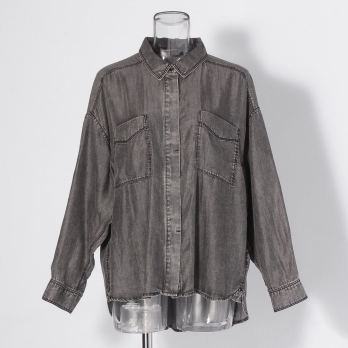 WLC パウダーシルクデニムラウンド ブラウス 詳細画像