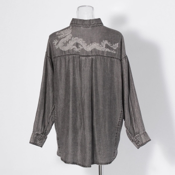 WLC パウダーシルクデニムラウンド ブラウス 詳細画像