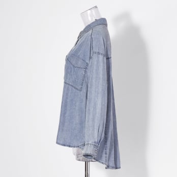 【COMING SOON】WLC パウダーシルクデニムラウンド ブラウス 詳細画像