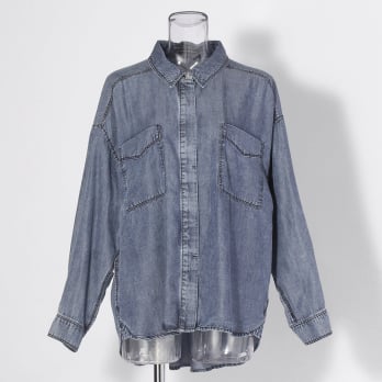 【COMING SOON】WLC パウダーシルクデニムラウンド ブラウス 詳細画像