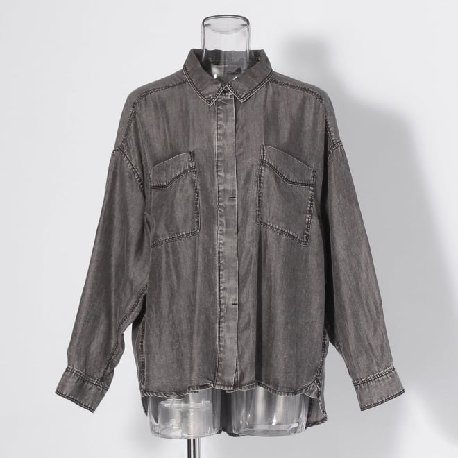 【COMING SOON】WLC パウダーシルクデニムラウンド ブラウス 詳細画像 ブラック 1