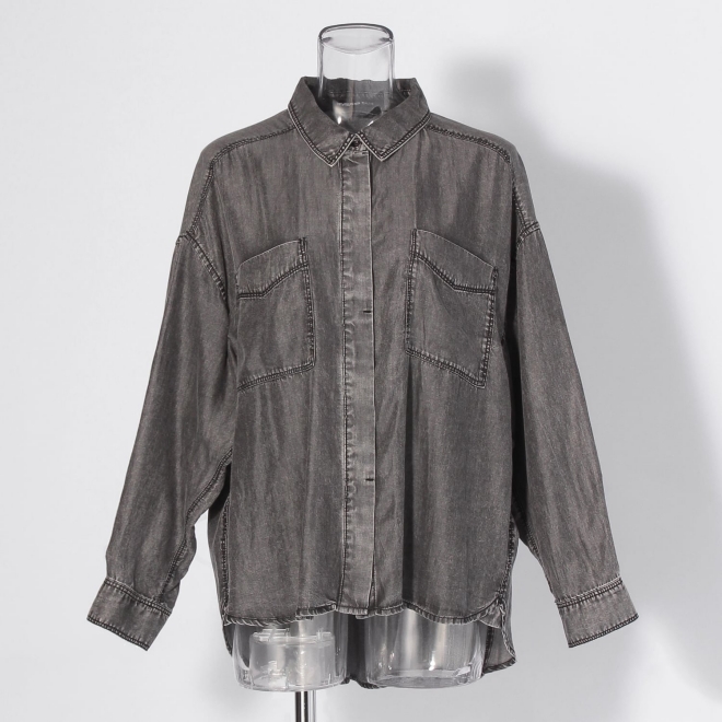 WLC パウダーシルクデニムラウンド ブラウス 詳細画像 ブラック 5