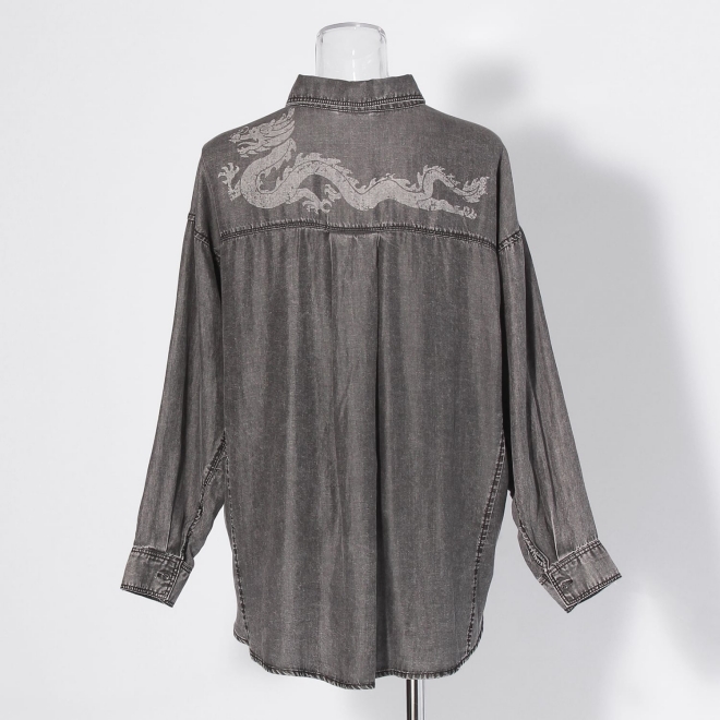 WLC パウダーシルクデニムラウンド ブラウス 詳細画像 ブラック 6