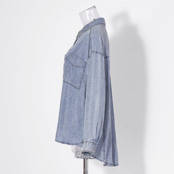 【COMING SOON】WLC パウダーシルクデニムラウンド ブラウス 詳細画像 ライトブルー 2