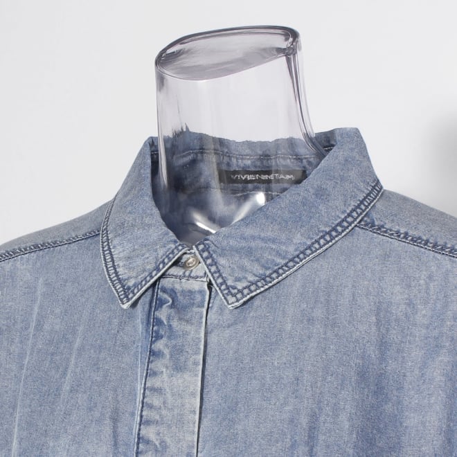 【COMING SOON】WLC パウダーシルクデニムラウンド ブラウス 詳細画像 ライトブルー 4