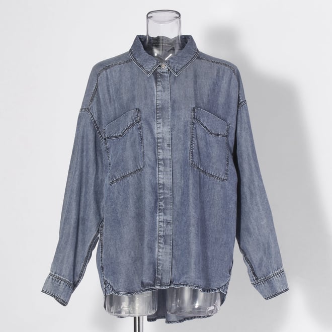 【COMING SOON】WLC パウダーシルクデニムラウンド ブラウス 詳細画像 ネイビー 1