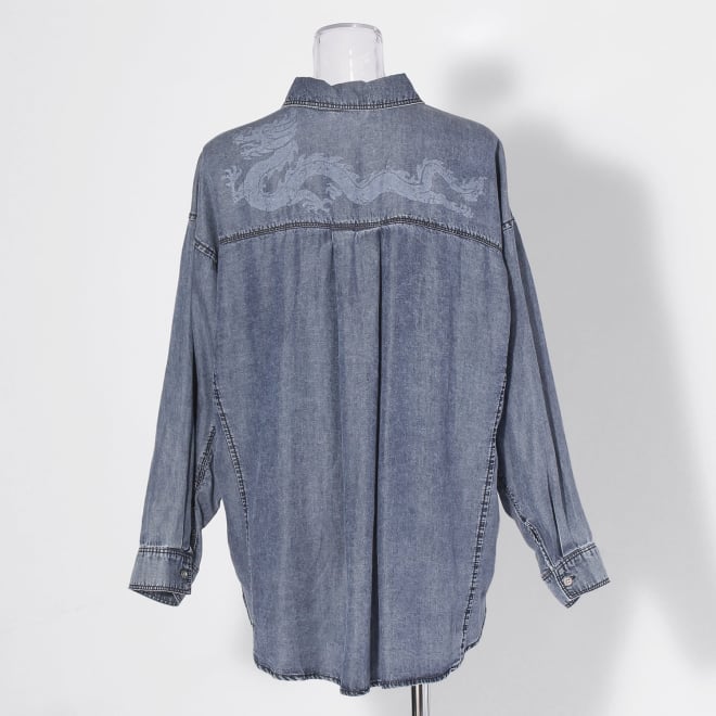 【COMING SOON】WLC パウダーシルクデニムラウンド ブラウス 詳細画像 ネイビー 2