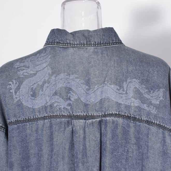 【COMING SOON】WLC パウダーシルクデニムラウンド ブラウス 詳細画像 ネイビー 3