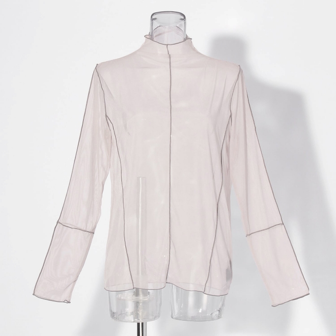 【COMING SOON】WLC 配色メロウチュール ブラウス 詳細画像 ライトグレー 1