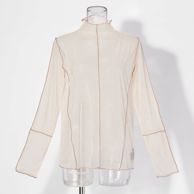 【COMING SOON】WLC 配色メロウチュール ブラウス 詳細画像 ベージュ 1