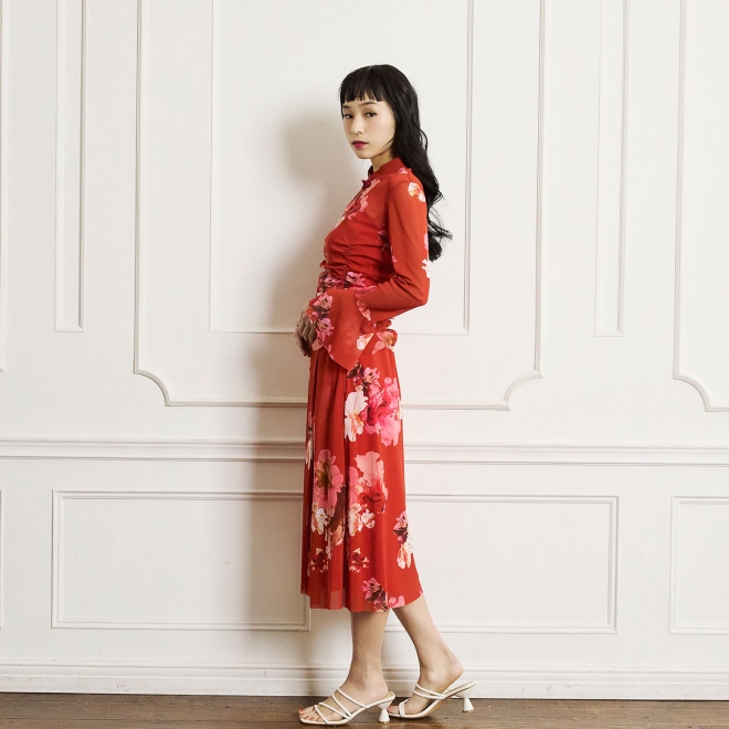 【COMING SOON】Flower flamingo print スカート 詳細画像 赤系マルチ 2