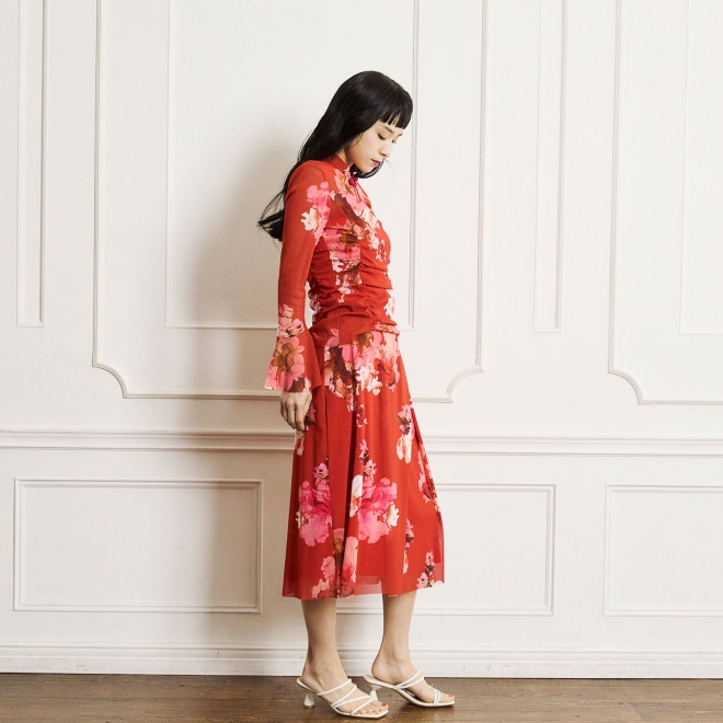 【COMING SOON】Flower flamingo print スカート 詳細画像 赤系マルチ 4