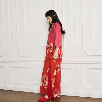 【COMING SOON】Flower flamingo print パンツ 詳細画像