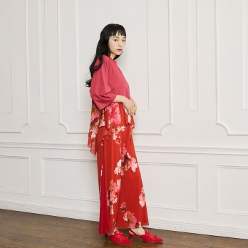 【COMING SOON】Flower flamingo print パンツ 詳細画像