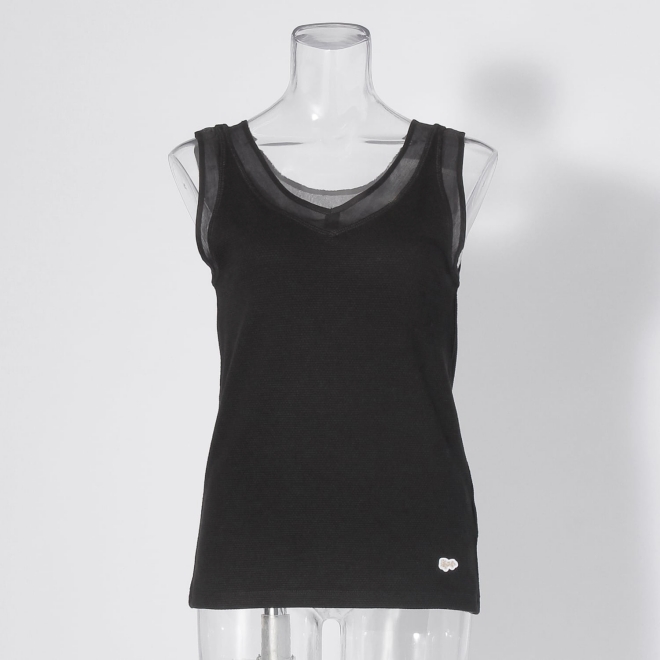 【COMING SOON】WLC ラッセル編シアー切替２wayタンクトップ 詳細画像 ブラック 1