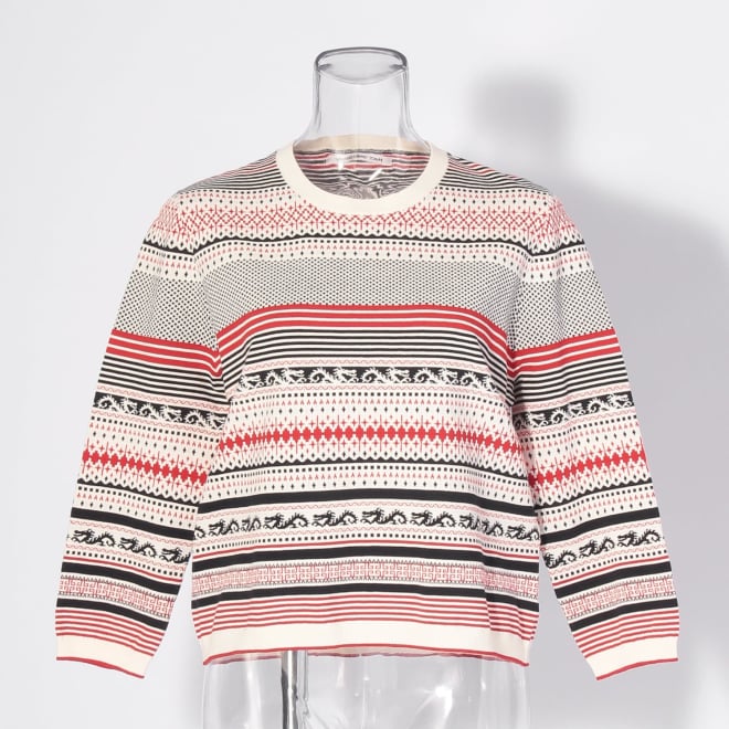 【COMING SOON】Border dragon sweater ニット 詳細画像 白系マルチ 1