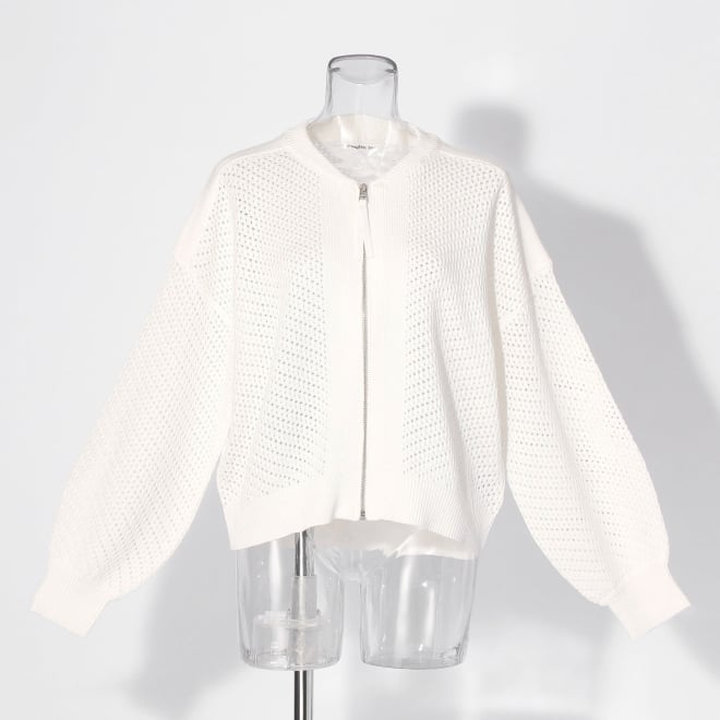 【COMING SOON】WL メッシュニットZIPブルゾン 詳細画像 ホワイト 1