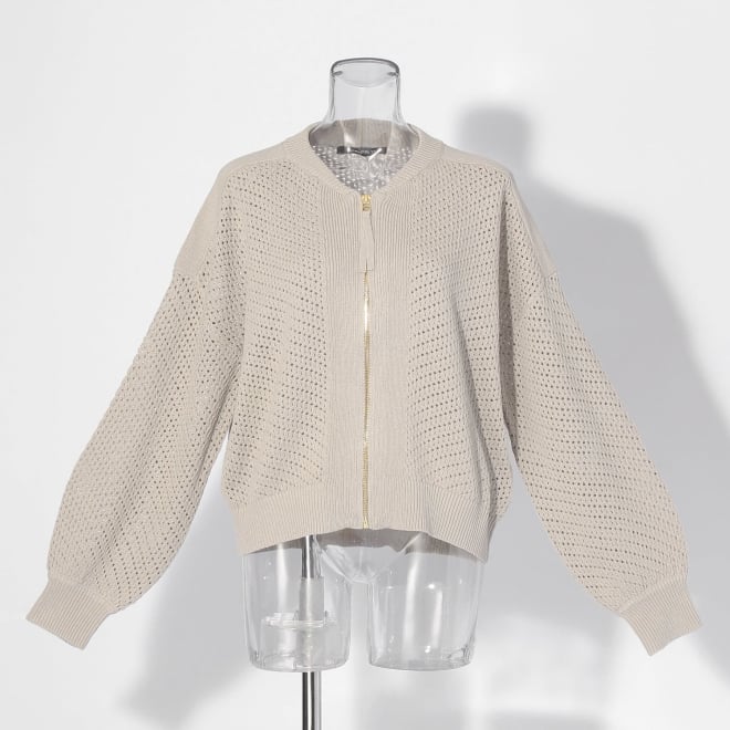 【COMING SOON】WL メッシュニットZIPブルゾン 詳細画像 ライトグレー 1