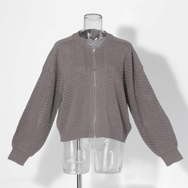 【COMING SOON】WL メッシュニットZIPブルゾン 詳細画像 グレー 1