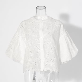 【COMING SOON】WL カットワーク刺繍バンドカラー ブラウス 詳細画像