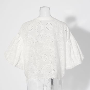 【COMING SOON】WL カットワーク刺繍バンドカラー ブラウス 詳細画像