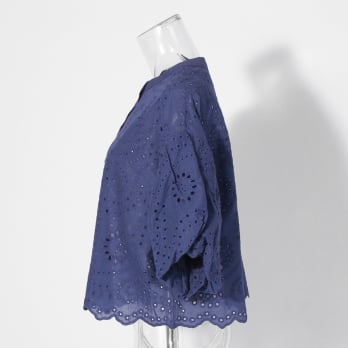 【COMING SOON】WL カットワーク刺繍バンドカラー ブラウス 詳細画像