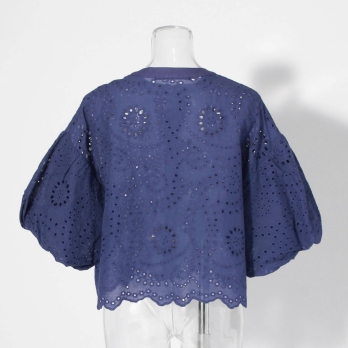 【COMING SOON】WL カットワーク刺繍バンドカラー ブラウス 詳細画像