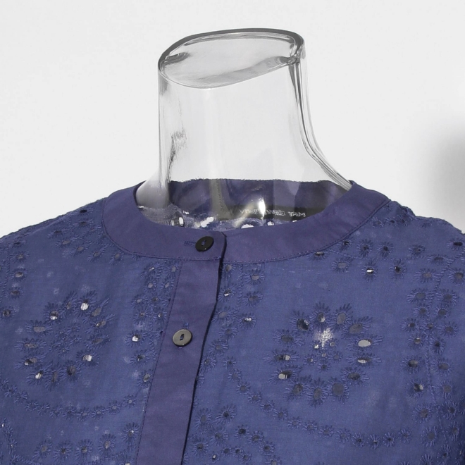 【COMING SOON】WL カットワーク刺繍バンドカラー ブラウス 詳細画像 ライトブルー 4