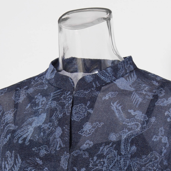 【COMING SOON】Dragon discharge dyed denim print ブラウス 詳細画像 ネイビー 9