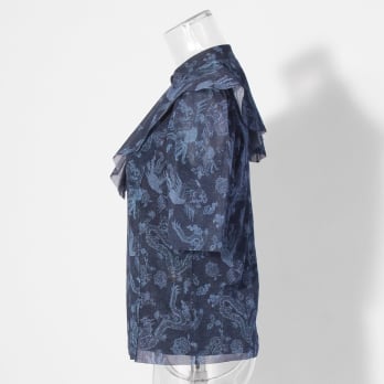 【COMING SOON】Dragon discharge dyed denim print ブラウス 詳細画像