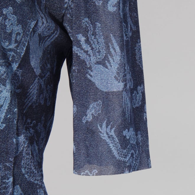 【COMING SOON】Dragon discharge dyed denim print ブラウス 詳細画像 ネイビー 9