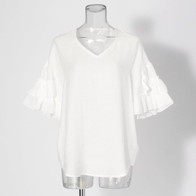 【COMING SOON】Striped crepe ブラウス 詳細画像 ホワイト 1