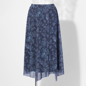 【COMING SOON】Dragon discharge dyed denim print スカート 詳細画像