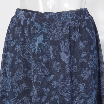【COMING SOON】Dragon discharge dyed denim print スカート 詳細画像